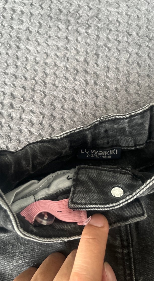 Düğmeli Gri Kız Kot Etek - Görsel 3