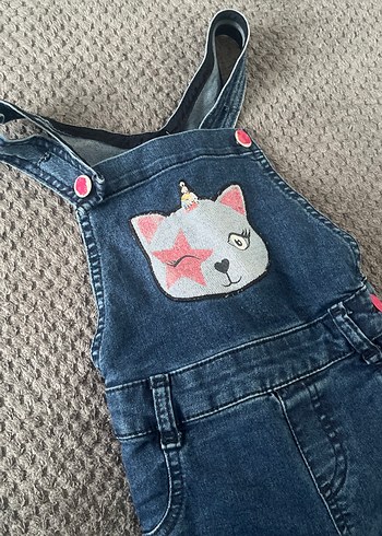 Kızlar için Nakışlı Kot Tulum - Görsel 2