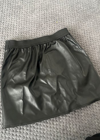 Kemerli Siyah Deri Mini Etek - Görsel 3