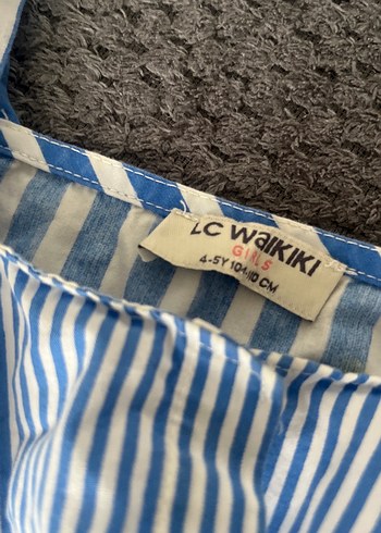 Mavi Çizgili Kız Çocuk Askılı Elbise - Görsel 3