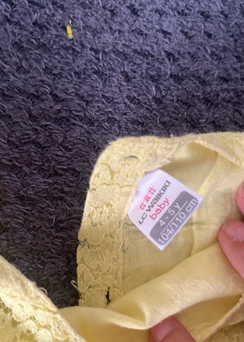 Sarı Dantelli Kız Elbise - Görsel 2