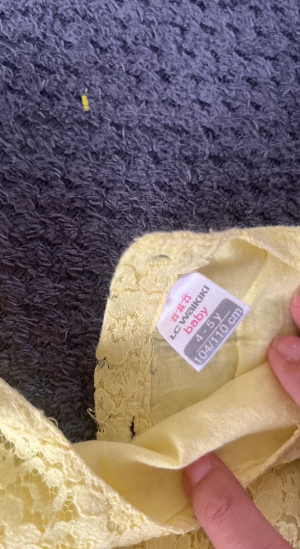 Sarı Dantelli Kız Elbise - Görsel 2