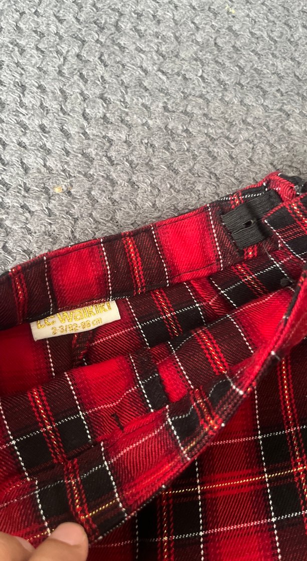 Düğmeli Kırmızı Ekose Mini şort Etek - Görsel 4