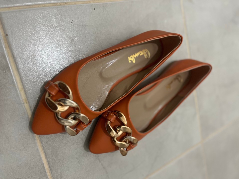 Zincir Detaylı turuncu Kadın Babet - Görsel 3