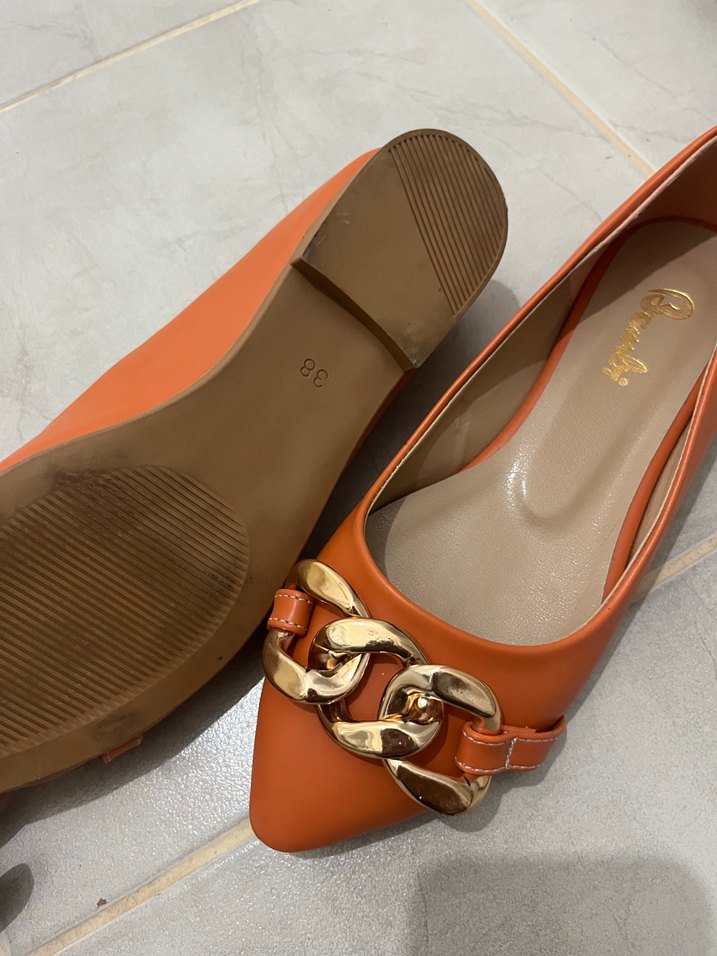 Zincir Detaylı turuncu Kadın Babet - Görsel 4