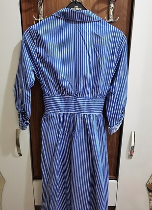36 Beden Lacivert çizgili günlük elbise 