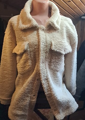 Bej Kadın Peluş Midi Ceket