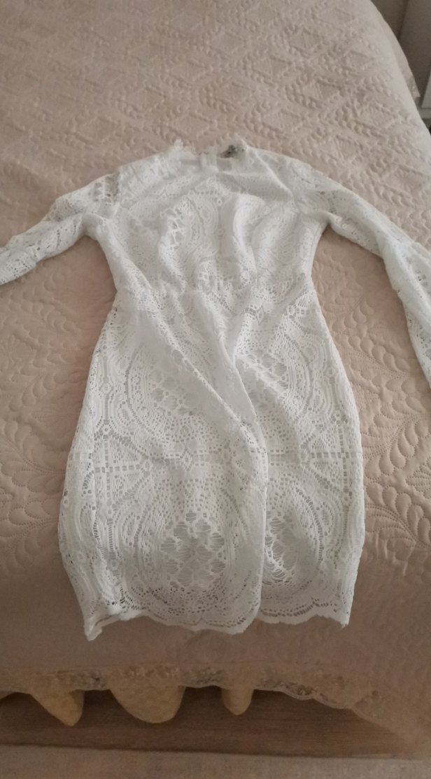 Nakışlı Beyaz Bohem Midi Kadın Elbise - Görsel 2