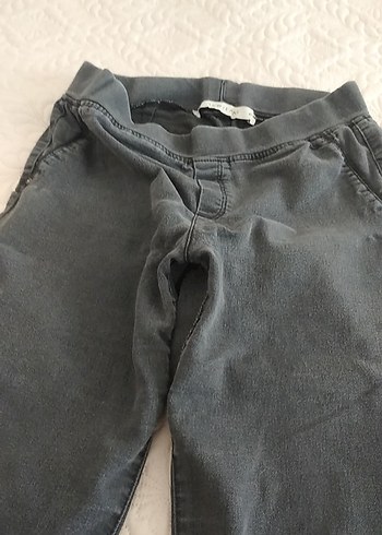 15-16 Yaş Beden Gri Düğmeli Kız Denim Pantolon