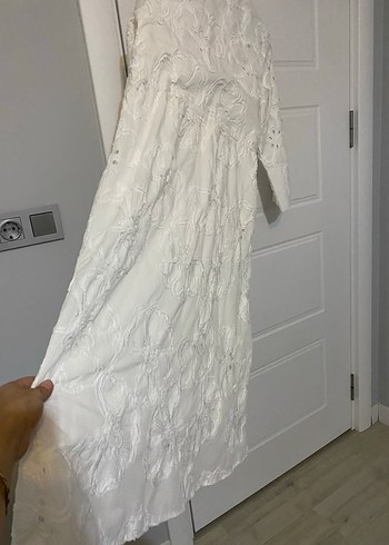 Beyaz Pamuklu Bohem Kadın elbise - Görsel 3