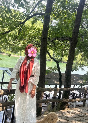 Beyaz Pamuklu Bohem Kadın elbise - Görsel 10