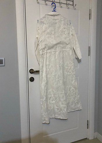 Beyaz Pamuklu Bohem Kadın elbise - Görsel 2