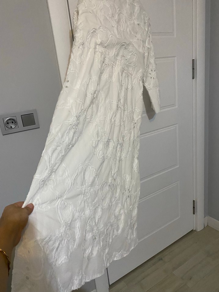 Beyaz Pamuklu Bohem Kadın elbise - Görsel 3