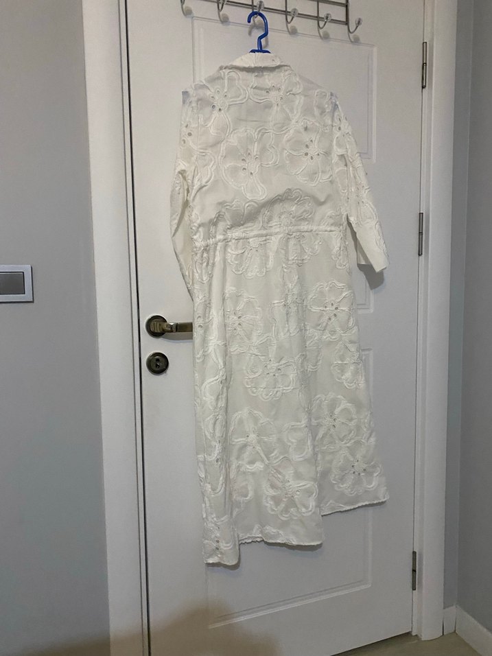 Beyaz Pamuklu Bohem Kadın elbise - Görsel 2