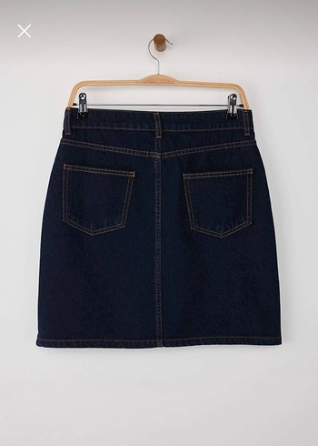 Lacivert Denim Mini Etek - Görsel 5