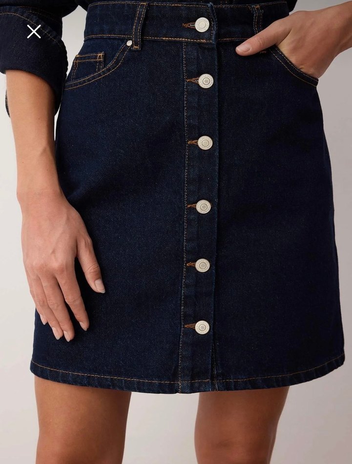 Lacivert Denim Mini Etek - Görsel 3