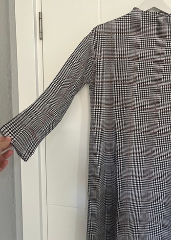 Boğazlı Gri Ekose Kadın Triko Elbise - Görsel 2