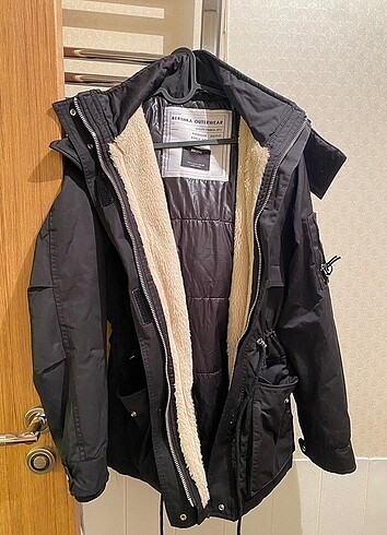 Bershka Zara Kapüşonlu Parka Mont Kaban Siyah