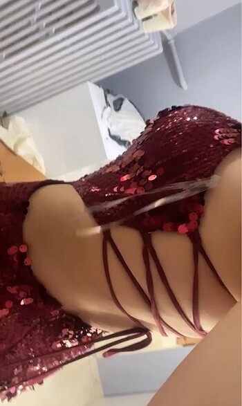 s Beden bordo Renk bordo gece elbisesi