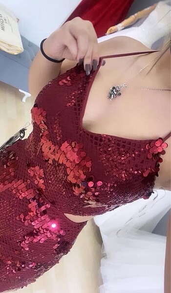 s Beden bordo gece elbisesi