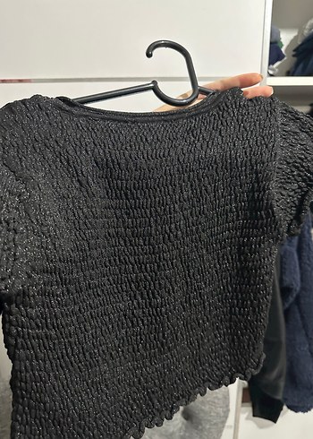 Siyah Fitilli Kadın Crop Top - Görsel 2