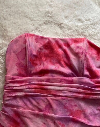 Zara pembe straplez mezuniyet elbisesi