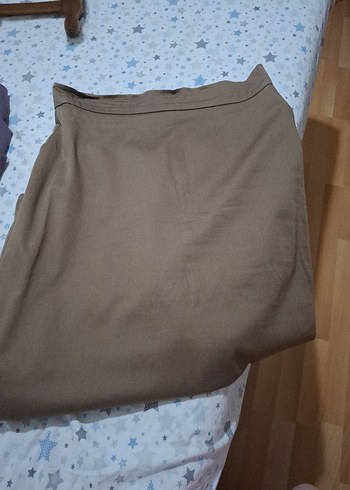 44 Beden Kadın Kahverengi Keten Salaş Uzun Etek