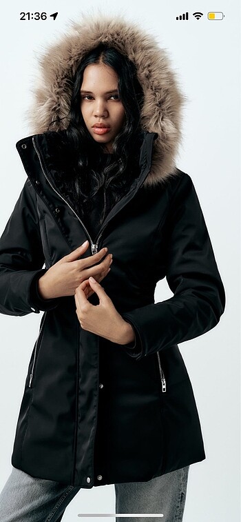Zara Zara parka mont siyah