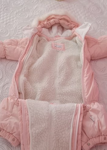 Kürklü Kapüşonlu Pembe Bebek Tulumu - Görsel 6