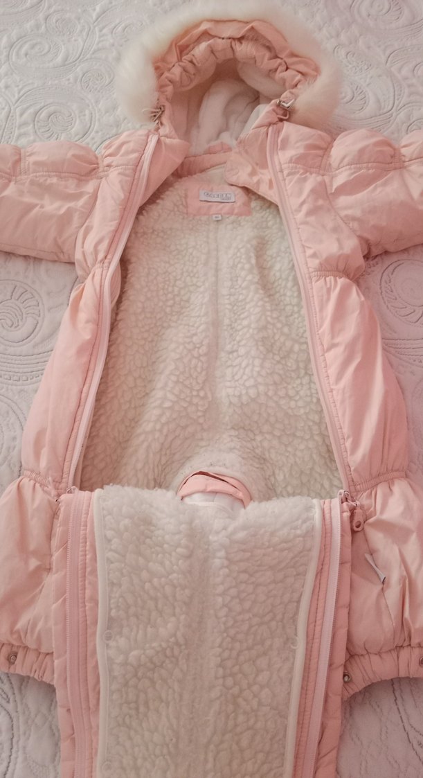 Kürklü Kapüşonlu Pembe Bebek Tulumu - Görsel 3