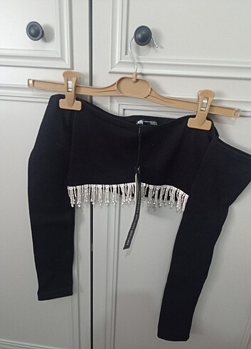 Zara Zara taşlı crop top