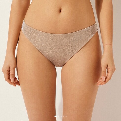 l Beden altın Renk calzedonia gold simli bikini takimi