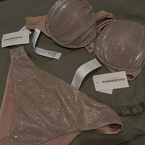 calzedonia gold simli bikini takimi
