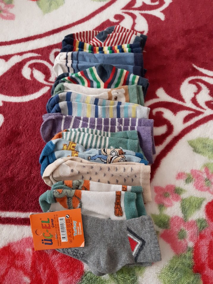 Çocuk Çok Renkli Desenli Çorap Seti - Görsel 2