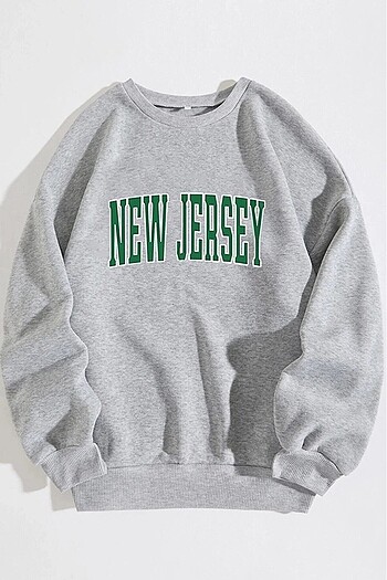 New jersey baskılı unisex sweatshirt