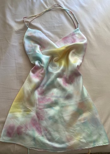 Pastel Renkli Mini Saten Elbise