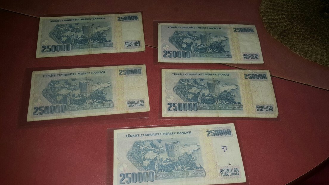 Antika 5 Adet 250.000 Türk Lirası Eski Banknotlar Seti - Görsel 2