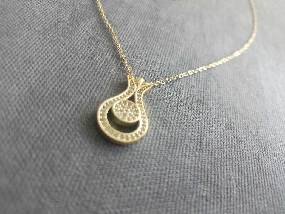 Altın Zincirli Modern Klasik Midi Kolye - Görsel 3