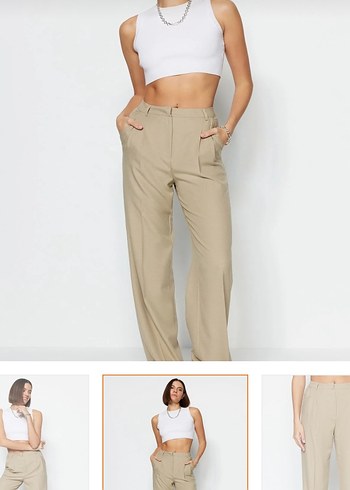 xs Beden Trendyolmilla vizon straight kumaş pantolon