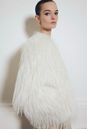 Zara suni kürk ceket zw collection peluş