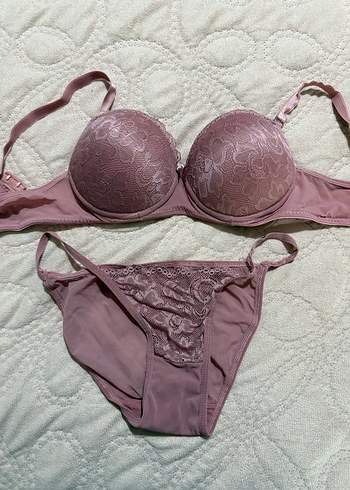 Bohem Pembe Dantelli Sütyen ve Külot Takımı