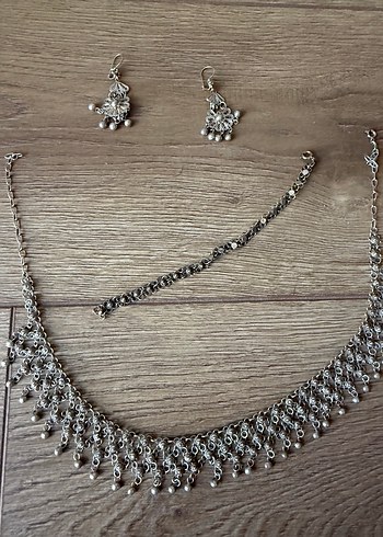 Beden gri Renk 925 ayar Gümüş Takı Seti