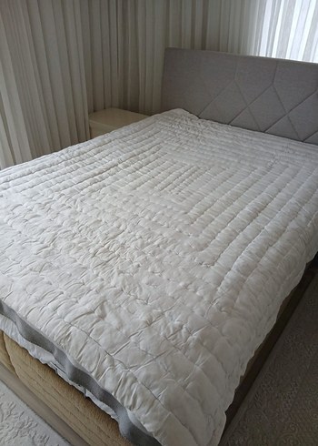 Çift kişilik orijinal el dokuması beyaz yün yorgan - Görsel 4