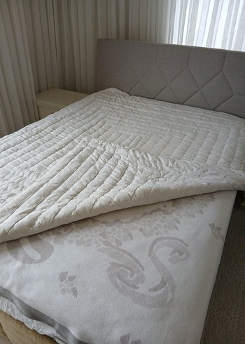 Çift kişilik orijinal el dokuması beyaz yün yorgan - Görsel 5