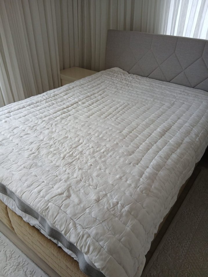 Çift kişilik orijinal el dokuması beyaz yün yorgan - Görsel 4