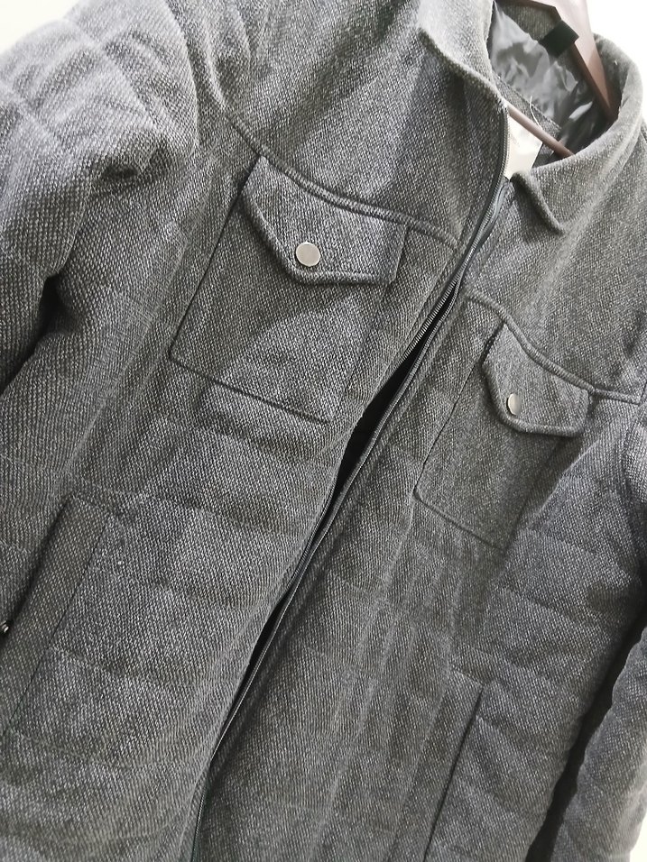 Gri Düğmeli Erkek Günlük Mont - Görsel 2