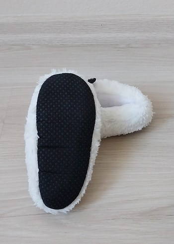 Kız Çocuk Beyaz Leopar Desenli Kürklü Ev Terliği - Görsel 5