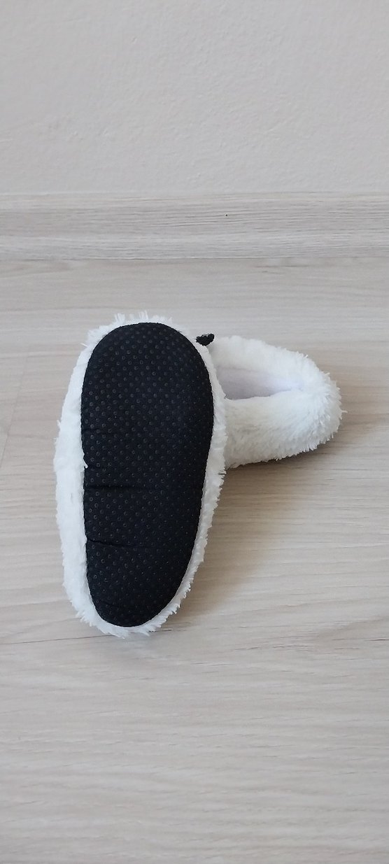 Kız Çocuk Beyaz Leopar Desenli Kürklü Ev Terliği - Görsel 5