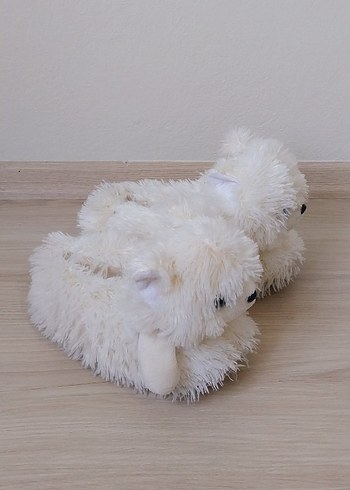 Beyaz Peluş Kız Çocuk Ev Terliği - Görsel 2