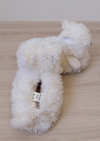 Beyaz Peluş Kız Çocuk Ev Terliği - Görsel 6
